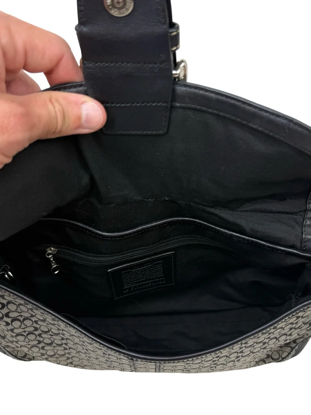 Coach F10926 Vintage Soho Black Leather  & Signature C Canvas Shoulder/Tote Bag